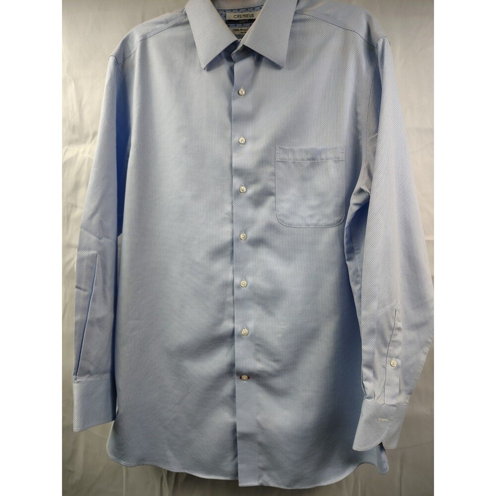 Cremieux Slim Fit 100% Pima Cotton, Long Sleeve, Light Blue, Size 17/34